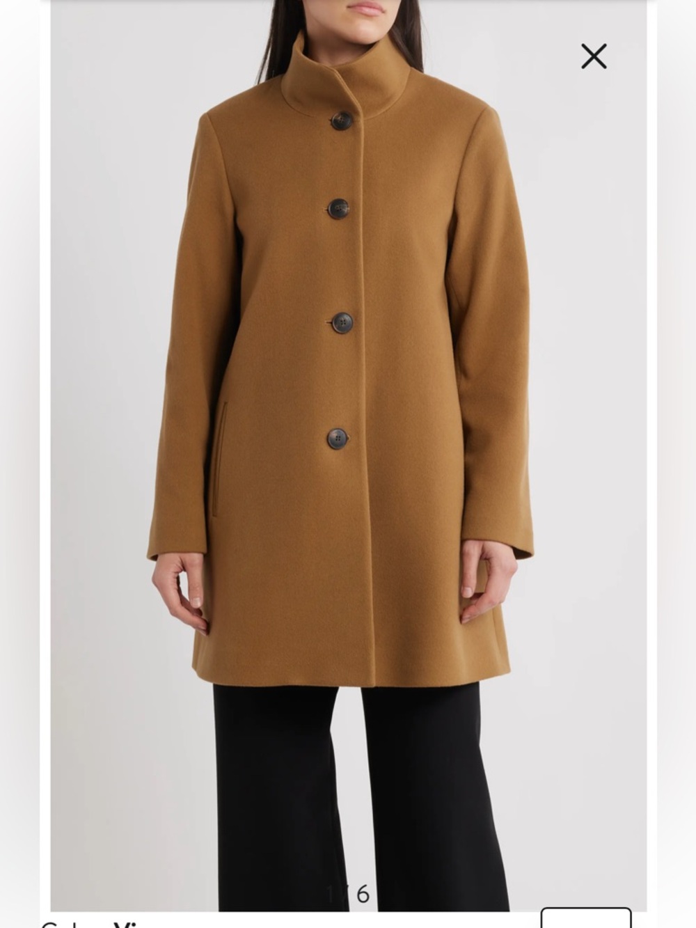 Fleurette Grace Stand Collar Camel Loro Piana Wool Coat Size 14
